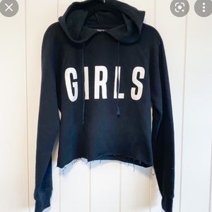 Brunette the Label Girls black crop hoodie